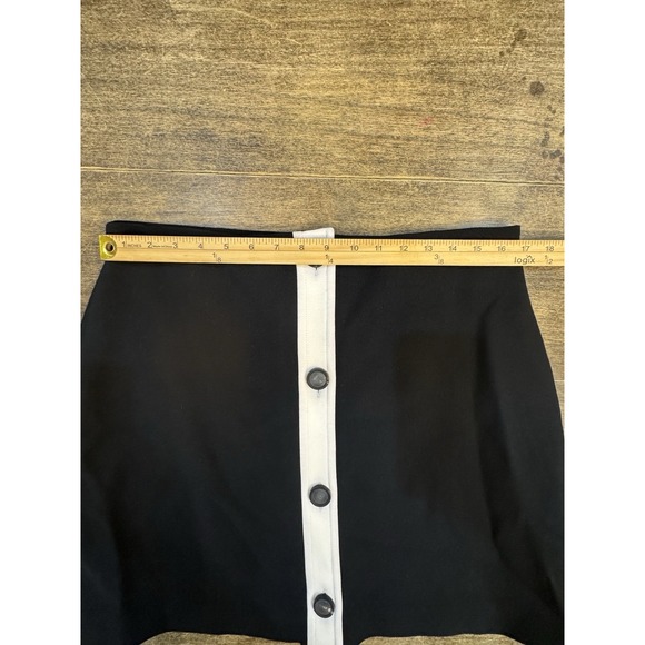 Kate Spade Mainline Colorblock Mini‎ Skirt Size 14 Black Button Lined - Picture 8 of 10